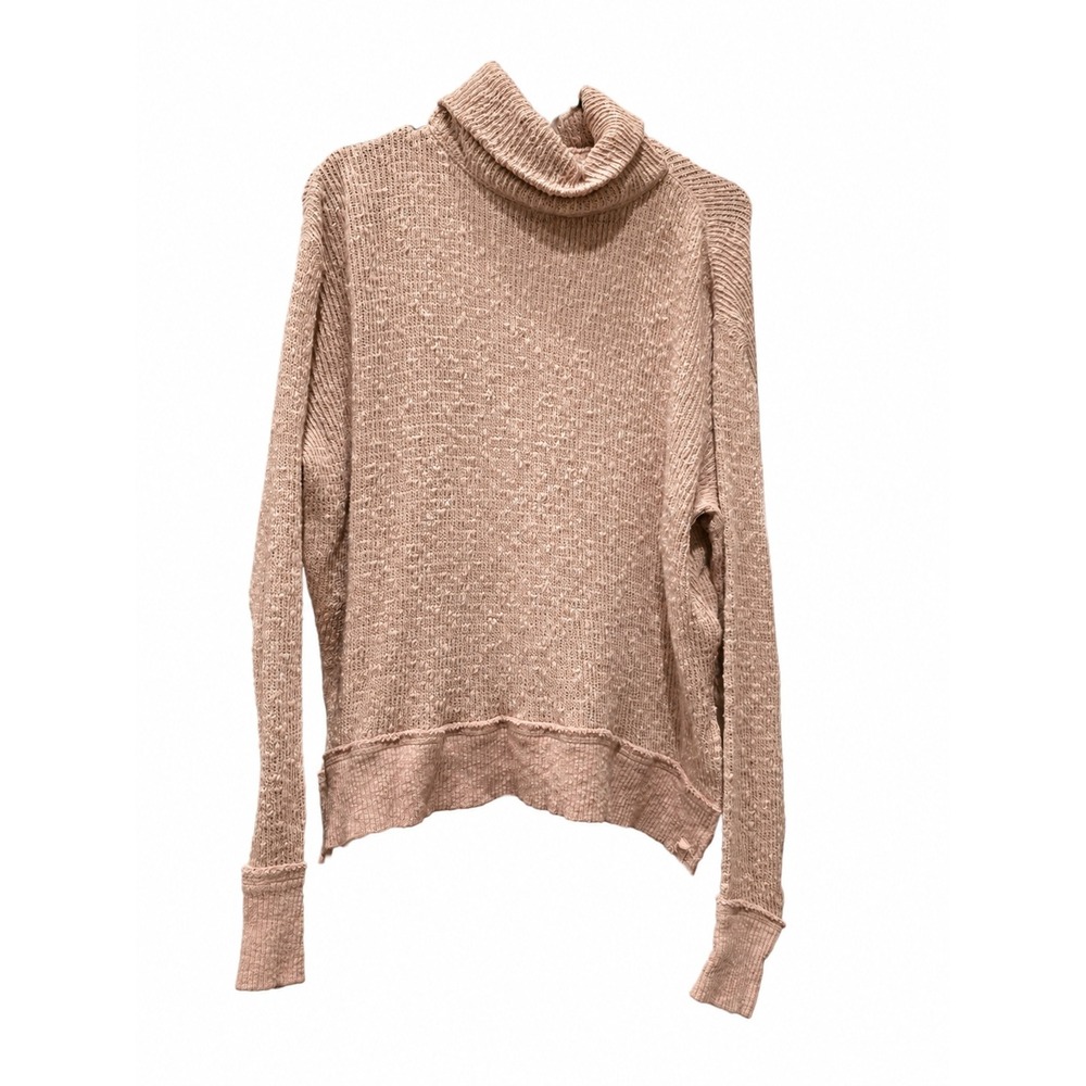 Free People We The Free Oversized Blush Pink Chunky Knit Turtleneck Sweater